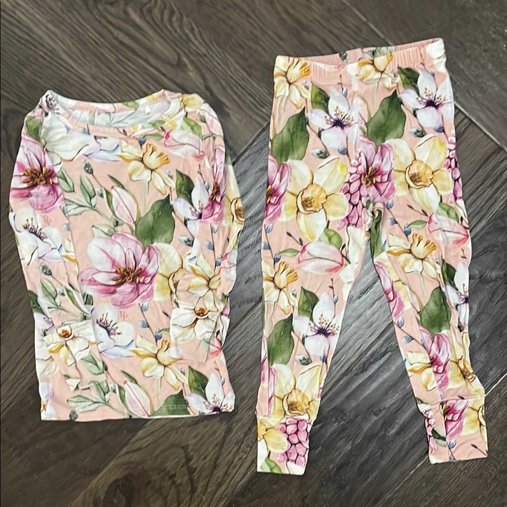 Posh Peanut Pink and Yellow Floral Pajama Set